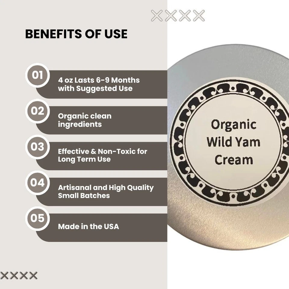 Crema de ñame silvestre orgánica artesanal, 4 oz, equilibrio hormonal natural, menopausia Foto 4 de 4