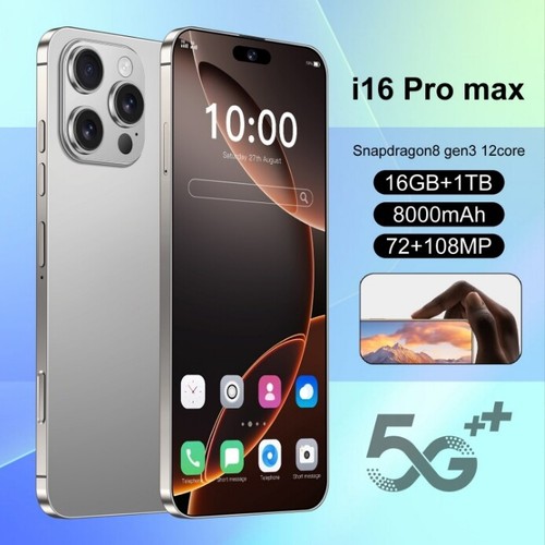 2025 Unlock Dual SIM I16 Pro MAX Smartphone Android Large Screen 6.8“ 16GB+1TB - Afbeelding 4 van 12