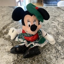 Disney Store Globe Trotting Scottish Minnie Mouse 8" Bean Bag Plush Toy