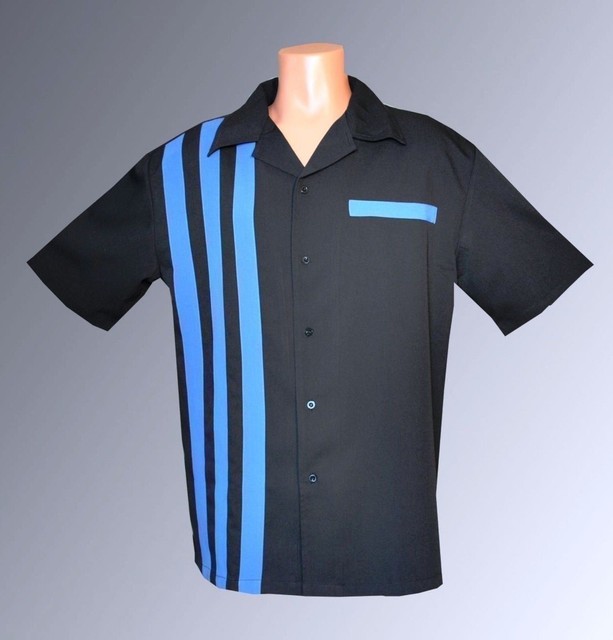 Bowling Shirts Mens Sz LARGE Charlie Sheen NWT Retro Vintage (BluCo