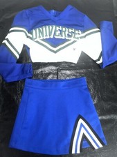 REAL Cheerleader Uniform UNIVERSE Competition Style Crop Child Girl Blue White