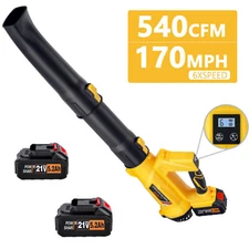 Cordless Leaf Blower 540CFM/170MPH & 6 Speed Levels W/ 2 Batteries 6.0Ah 3.6kPa
