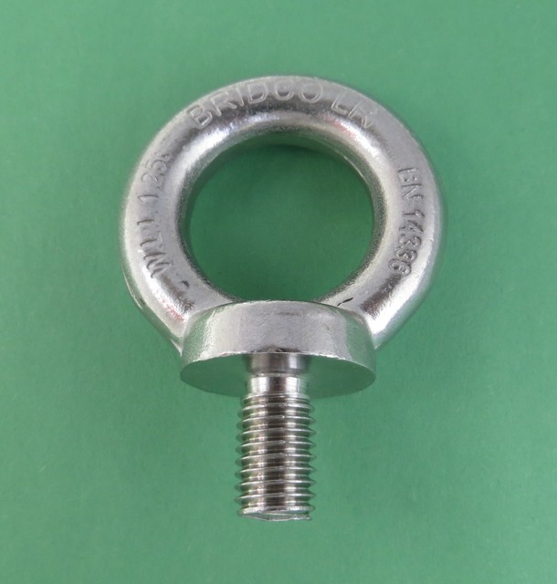 Stainless Steel 316 Heavy Duty Lifting Eye Bolt M12 (1/2") Load Rated