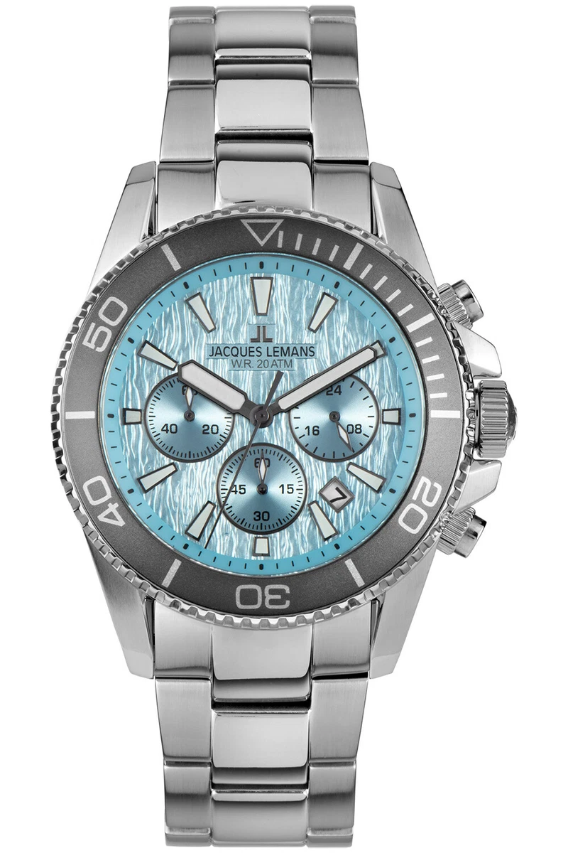 JACQUES LEMANS Orologio Da Uomo Modello 1-2163H - Cassa In Acciaio Inox, Vetro Minerale, Design Circolare - 3