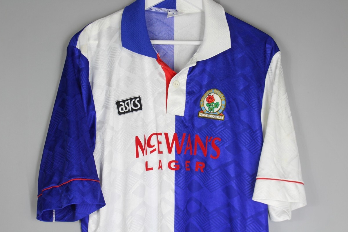 1992-1993 BLACKBURN ROVERS ASICS HOME FOOTBALL SHIRT JERSEY SIZE