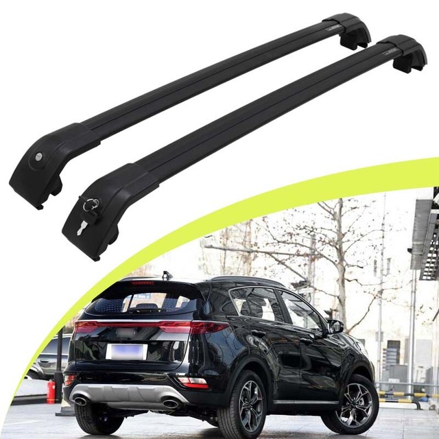 For KIA Sportage 20162021 Black Lockable Cross Bar Roof Rack Rail