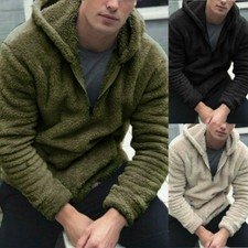 Winter Men Pullover Jumper Chunky Fleece Fluffy Hoodie Hoodies M 3XL Outwear