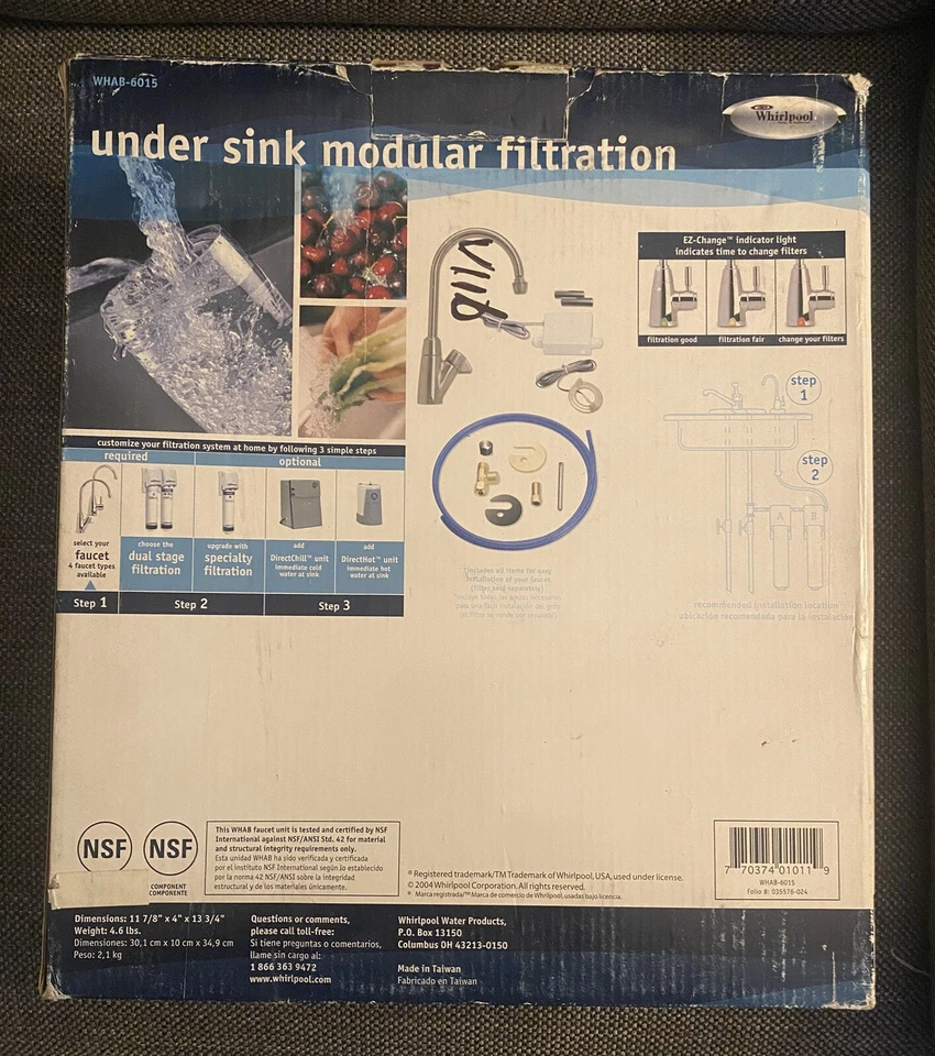 Grifo de cuello alto filtración modular debajo del fregadero Whirlpool WHAB-6015 acabado satinado Foto 2 de 4