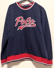 RALPH LAUREN Polo Blue Crewneck Jumper Men  s XL Pullover Spellout Band Waist