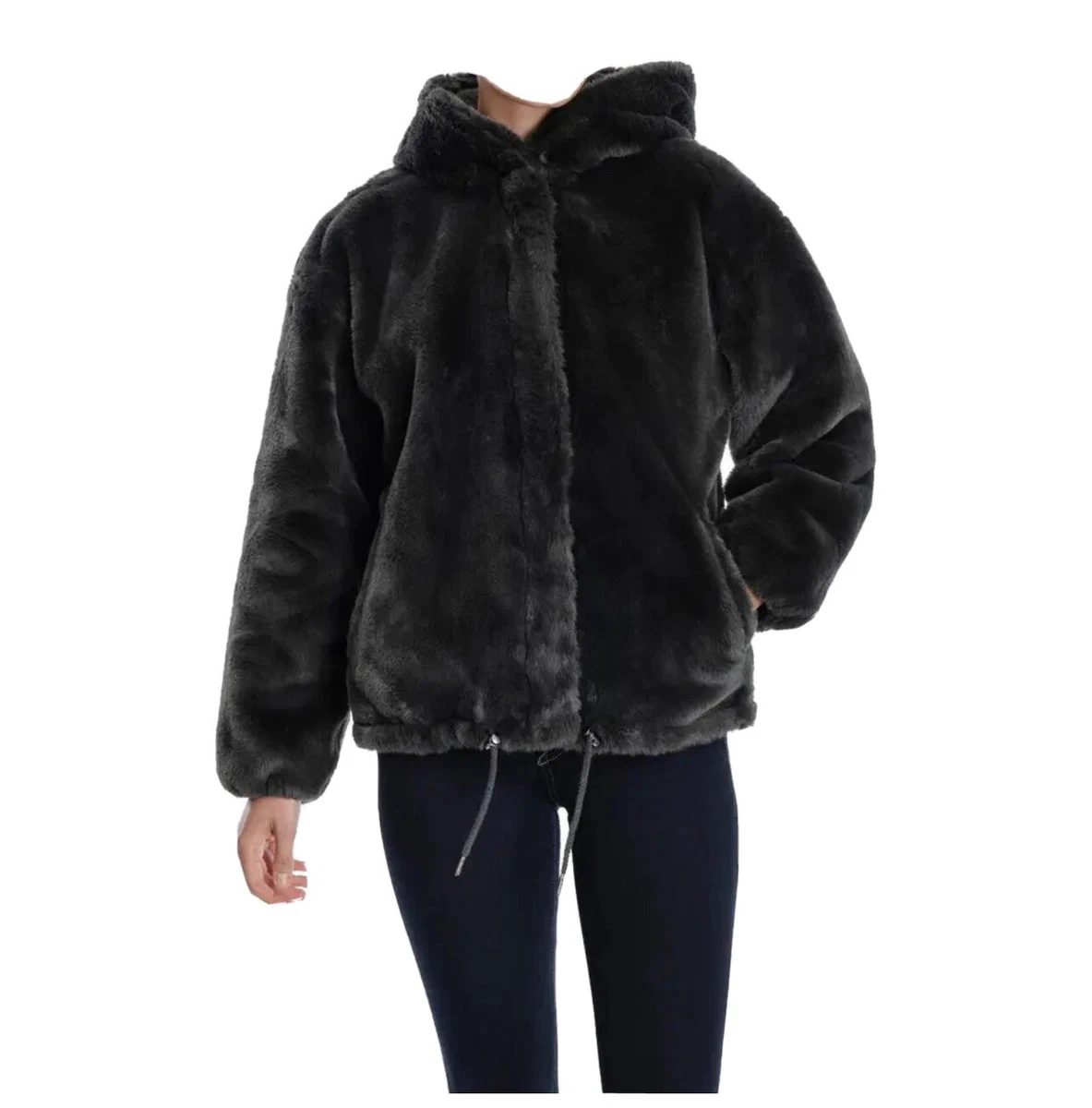 Lucky Brand Women's Soft Faux Fur Hooded Jacket Medium New