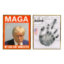 EL10-001 President Donald J. Trump Mugshot MAGA Arrest Fingerprint Card Challeng
