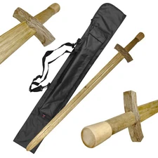 Medieval Sword Wooden Sword Cosplay Lightweight Training 39" Sword - Add case