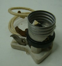 Antique Porcelain Light Bulb Sockets with pull chain 15a 125v made in usa
