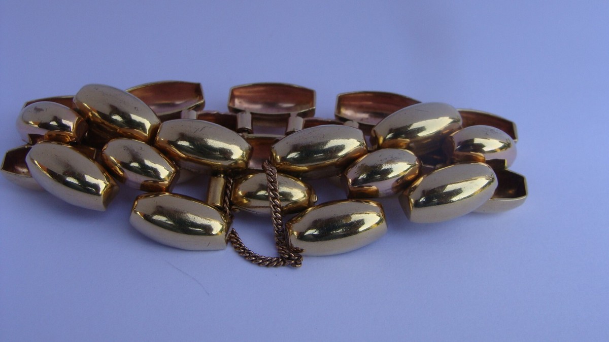 Bracelet Tank Art Déco Plaqué Or 18 Carats - Style Rétro Et élégant - Bijou Vintage