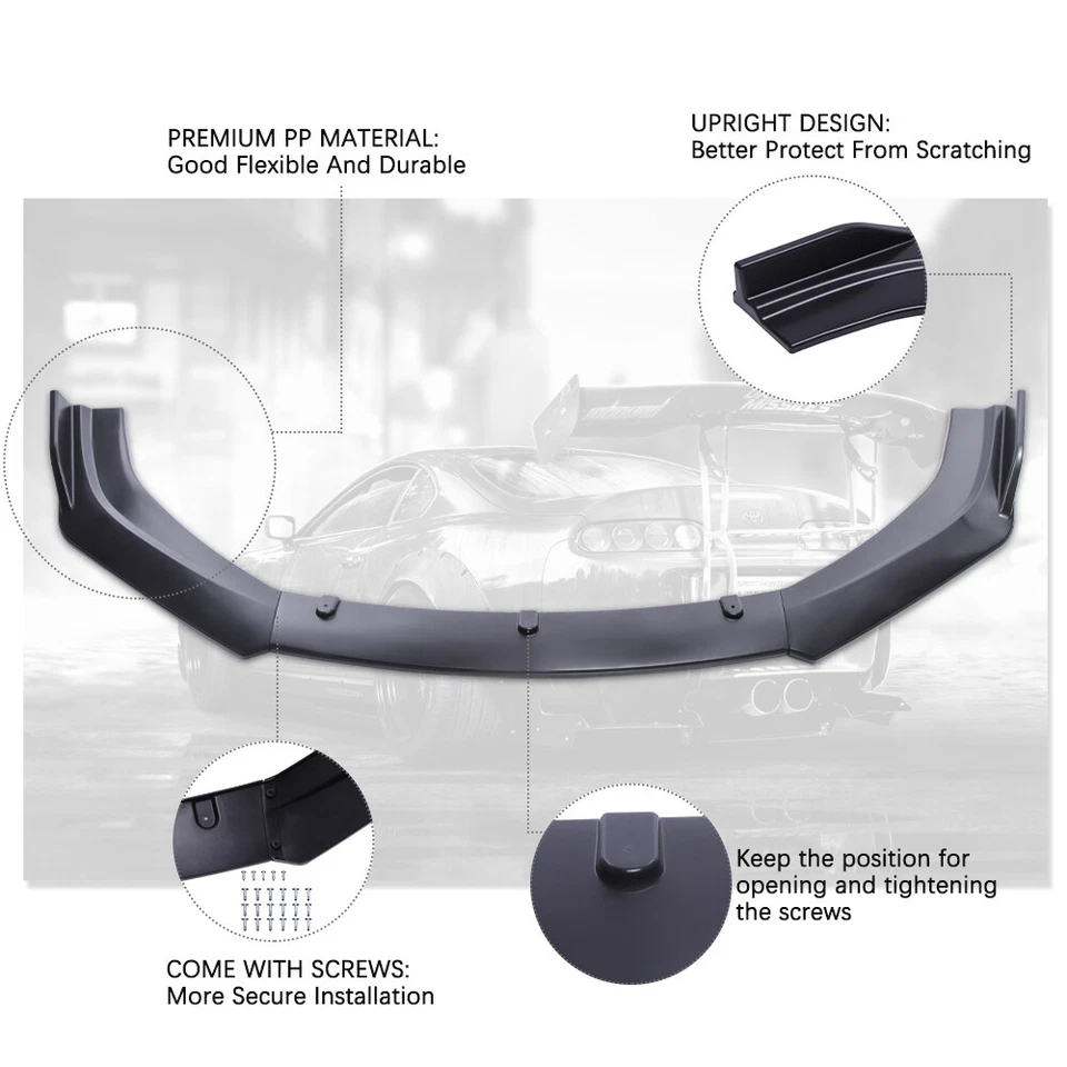 Front Bumper Lip Spoiler Splitter Body Kits + Rods For Subaru Forester SF,SF5 - image 3 of 4
