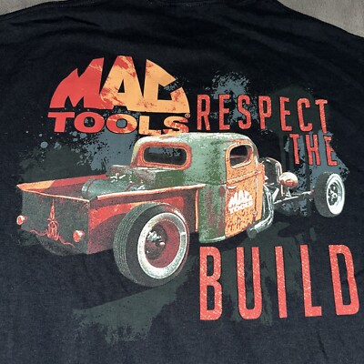 Mac Tools Black T-Shirt Respect The Build Hot Rod Rat Classic Car