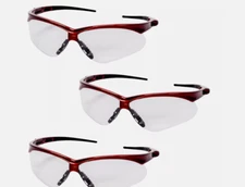 3 PAIRS KLEENGUARD NEMESIS 47378 SAFETY GLASSES RED FRAME CLEAR ANTI-FOG LENS