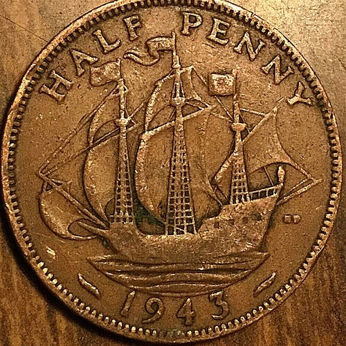 1943 UK GREAT BRITAIN HALF PENNY