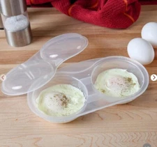 MICROWAVE EGG POACHER EASY USE DISHWASHER SAFE COOKS 2 EGGS IN 20 SECOND