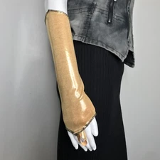 Dance Costume Gloves Gold Arm Warmers Sleeves Finger Loops Cosplay Club Rave New