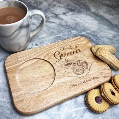 Tolles Oma Croissant Muttertag personalisiertes Geschenk Teetablett Keksbrett