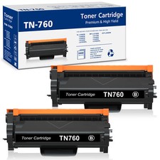2 Pack TN760 High Yield Toner Cartridge Black for Brother MFC-L2710DW L2395DW