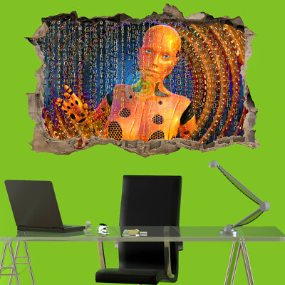 AI COMPUTER ROBOTER QUANTEN WELT WANDAUFKLEBER 3D KUNST WANDAUFKLEBER RAUMDEKOR QB5