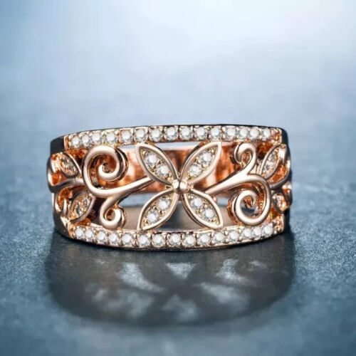 2Ct Round Cut Real Moissanite Wedding Anniversary Band Ring 14K Rose Gold Plated - Picture 6 of 7