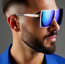 Men Sunglasses Mirror Lens Oversize XXL Big Fashion Trend Lens Huge Square Party