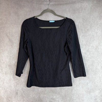 J. Mclaughlin Chain Link 3/4 Sleeve Top In Black Women's Size S