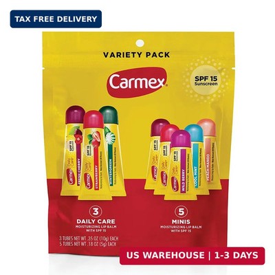 Carmex Daily Care and Daily Care Minis Moisturizing Lip Balm Pack, SPF 15, Multi