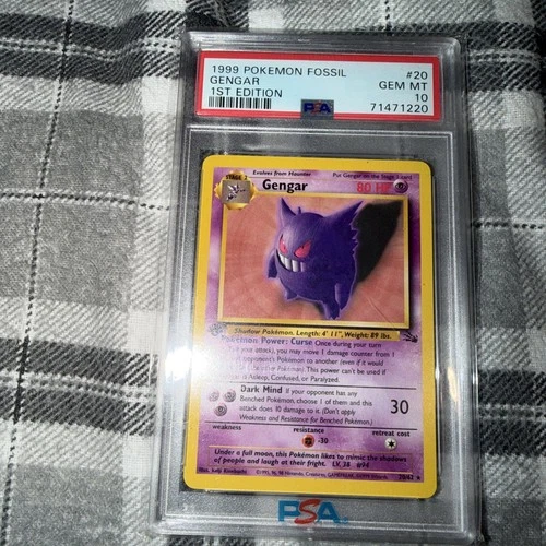 1999 Pokemon Fossil Gengar 1st Edition Vintage Card Gengar 20/62, PSA 10