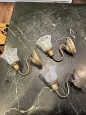 3 Matching Vintage Original Wall Lights W Outstanding Flash Etched Shades