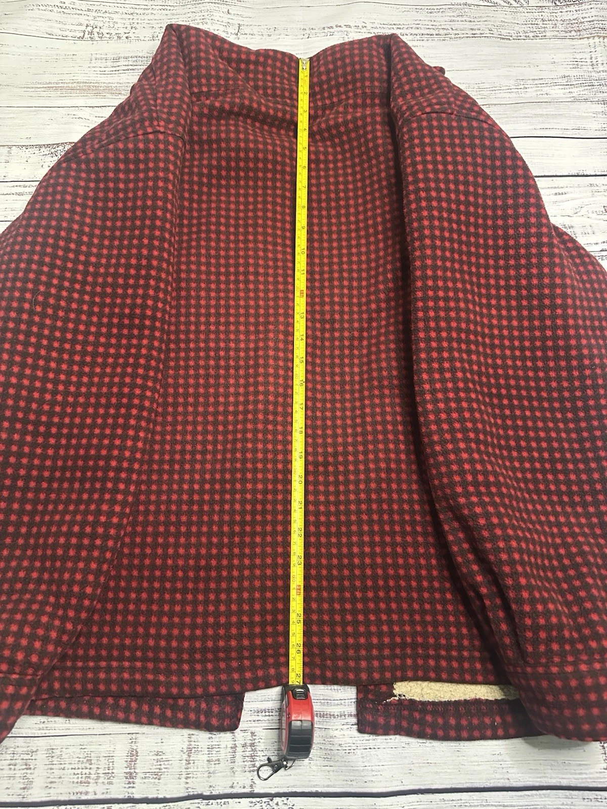 Basic Editions Men's XL Red/Black Check Shacket Sherpa Lined Button Jacket image 4