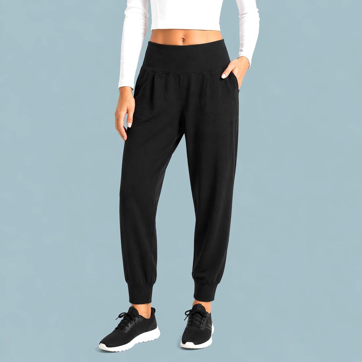 Athleta Size Large L Black Salutation Jogger Pull On Stretch Tapered Ankle Pants