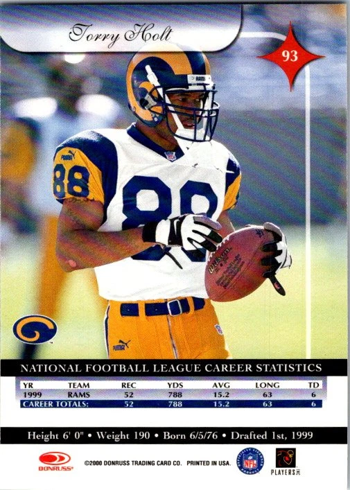 2000 Donruss Elite #93 Torry Holt Football card 10JJ - Image 2 of 2