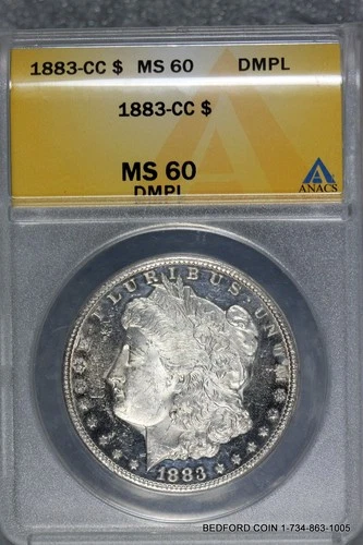 ANACS MS60 DMPL 1883-CC MORGAN SILVER DOLLAR DEEP MIRROR PROOF LIKE $1  (BC21)
