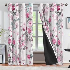 CSFOTO Watercolor Floral Plants Blackout Curtains 2 Panels Spring Color Flowe...
