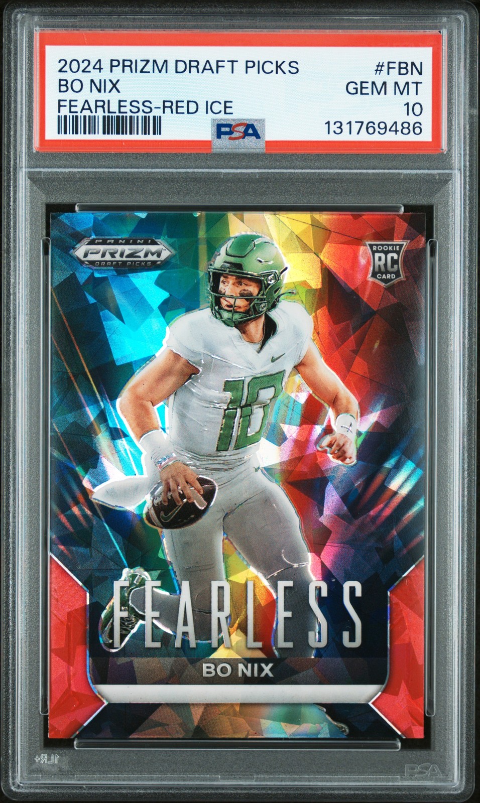 Bo Nix Panini Prizm Draft Picks Fearless #FBN Red Ice