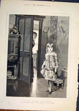 Original Old Antique Print Shy Sitter Cauty Royal Academy Child Portrait Art