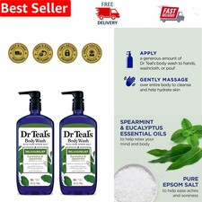 Pure Epsom Salt Body Wash - Relax with Eucalyptus  Spearmint, 2 x 24 oz Bottles