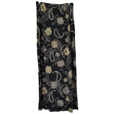 Vintage Slinky Maxi Skirt Women's M Floral Black Gold Stretch Pull On Side Slit