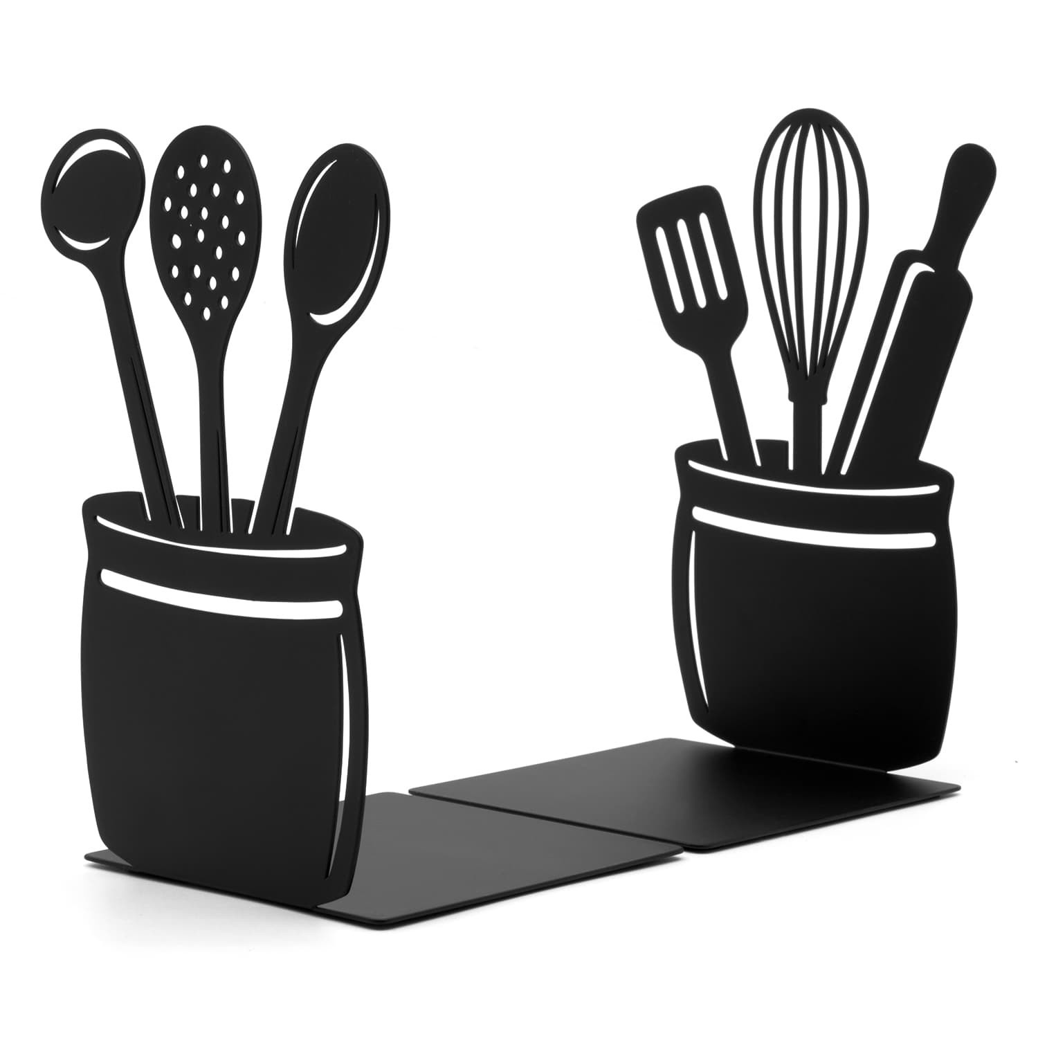 B&Q - Kitchen Utensils Metal Bookend Set For Shelf Display (Black) - Image 2