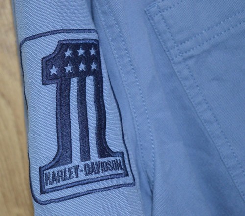HARLEY DAVIDSON Short Sleeve Blue Pocket Logo Embroidered Shirt - Size 3XL XXXL - Picture 2 of 6