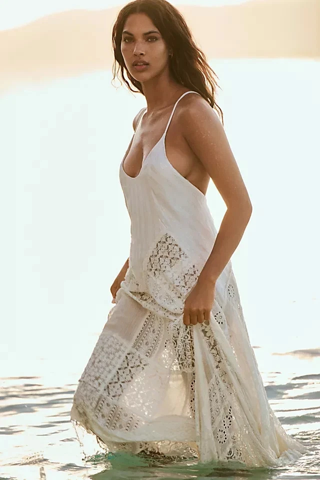 Fp One Estella Glitter Maxi Slip Dress Stellar All Star Hand Beaded Slip  Maxi Dress - Black