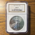 U.S. Mint Silver Eagle NGC MS69 1995 1 oz .999 Silver $1 Coin Cert#3080382214