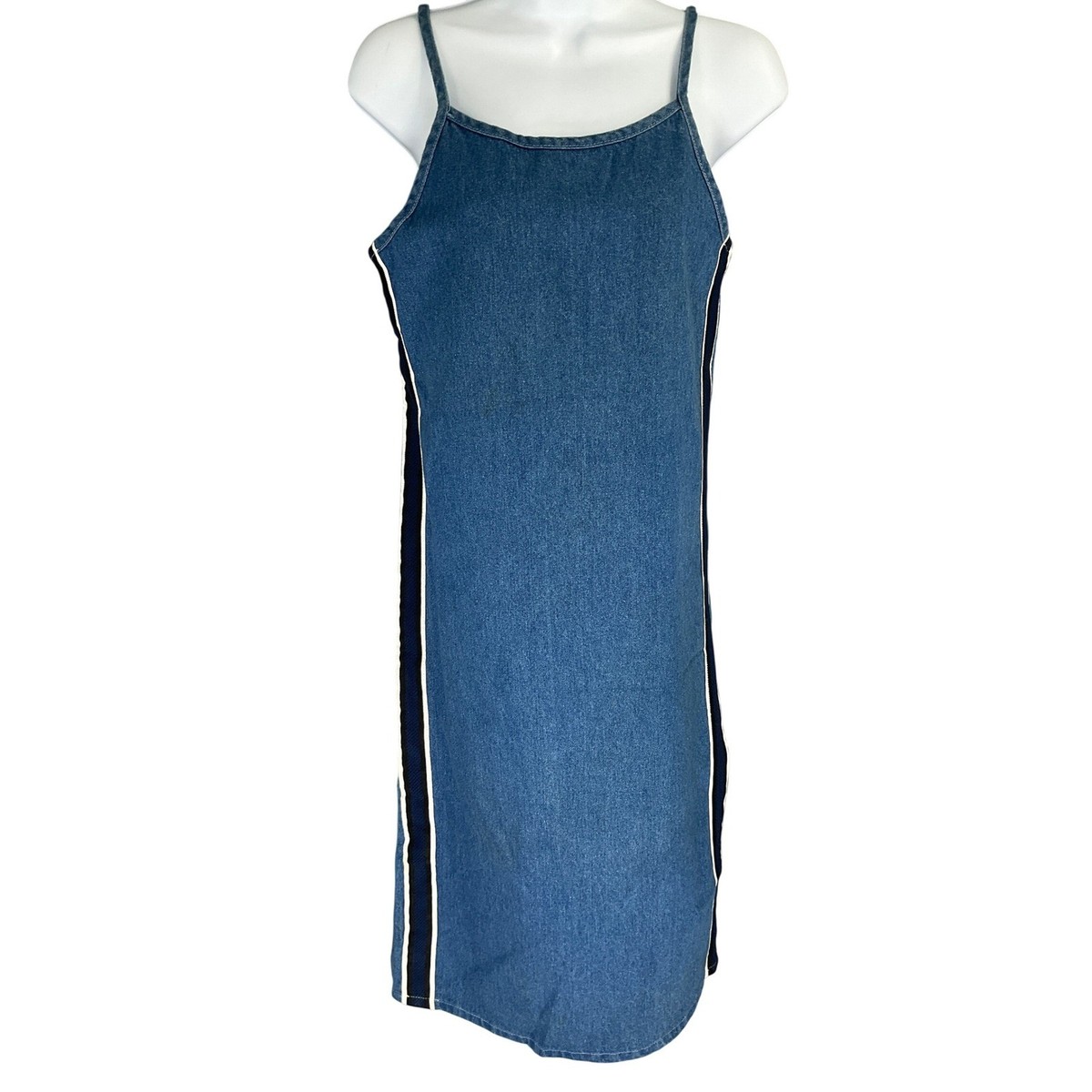 white christmas dresses Mimi Sleeveless A-Line Denim Mini Dress Medium Wash Small main image 1