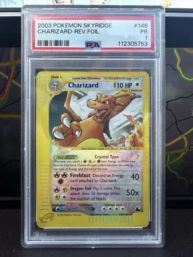 CLEAN PSA 1 Crystal Charizard 146/144 Skyridge Reverse Holo Pokemon Card LOW POP
