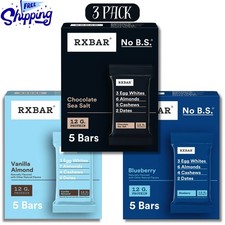 RXBAR Choco Sea Salt, Vanilla Almond, Blueberry Protein Bars Gluten-Free 15 Ct