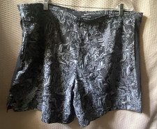 Nike Dri-Fit Size XL Black w/Gray Print SwimSuit Trunks Board Shorts w/Briefs-EX